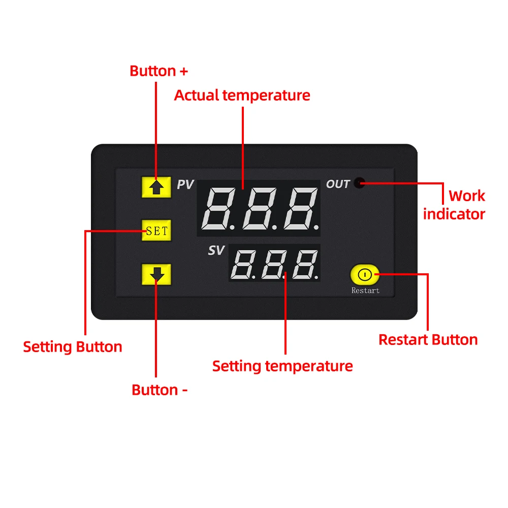 Controlador de temperatura de microordenador, termostato Digital de AC110-220V, pantalla LED, calefacción, refrigeración, instrumento de Control, W3230, 12V, 24V - imagen 2