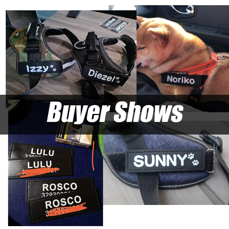 Arnés personalizado grande de la correa del pecho del perro de la etiqueta del velcro de la correa del pecho del animal doméstico de la etiqueta del nombre del parche del velcro