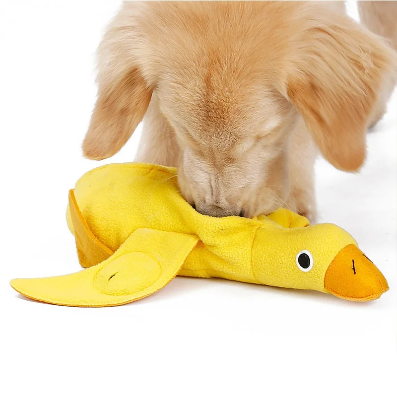 Juguete interactivo de mordida lenta para perros – Pato de peluche