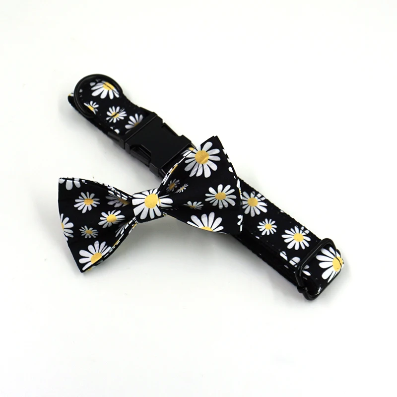 Arnés personalizado para perros, Collar para perro con diseño de Margarita pequeña con nombre grabado, hebilla de Metal negro, conjunto de correa para perro - imagen 5