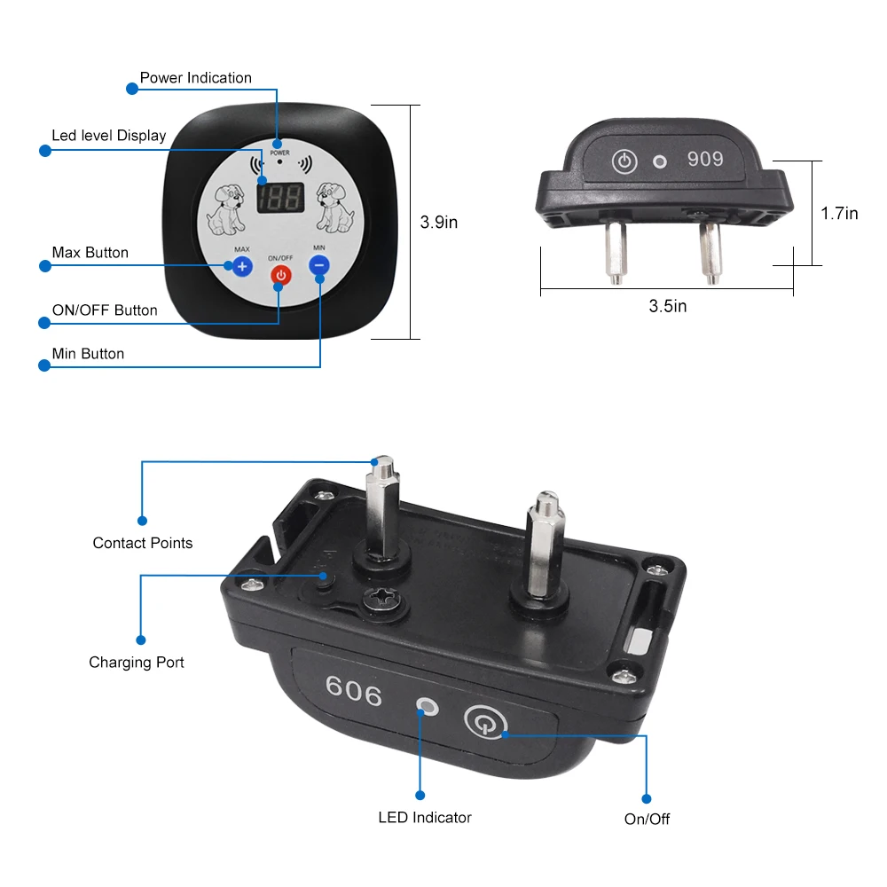 Valla eléctrica inalámbrica con señal fuerte para perro, Collar de perro con tono de advertencia de descarga eléctrica para entrenamiento de mascotas, accesorios para perros - imagen 2