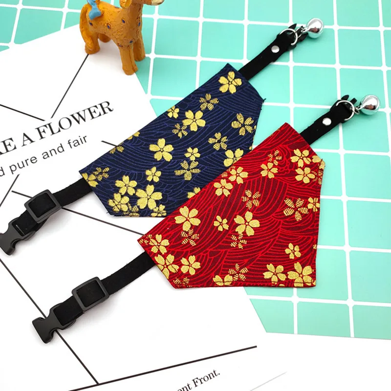 Collar ajustable japonés para perros pequeños, toalla bonita para perritos y gatos al aire libre, bufanda estampada, diseño de pañuelo para perros - imagen 2