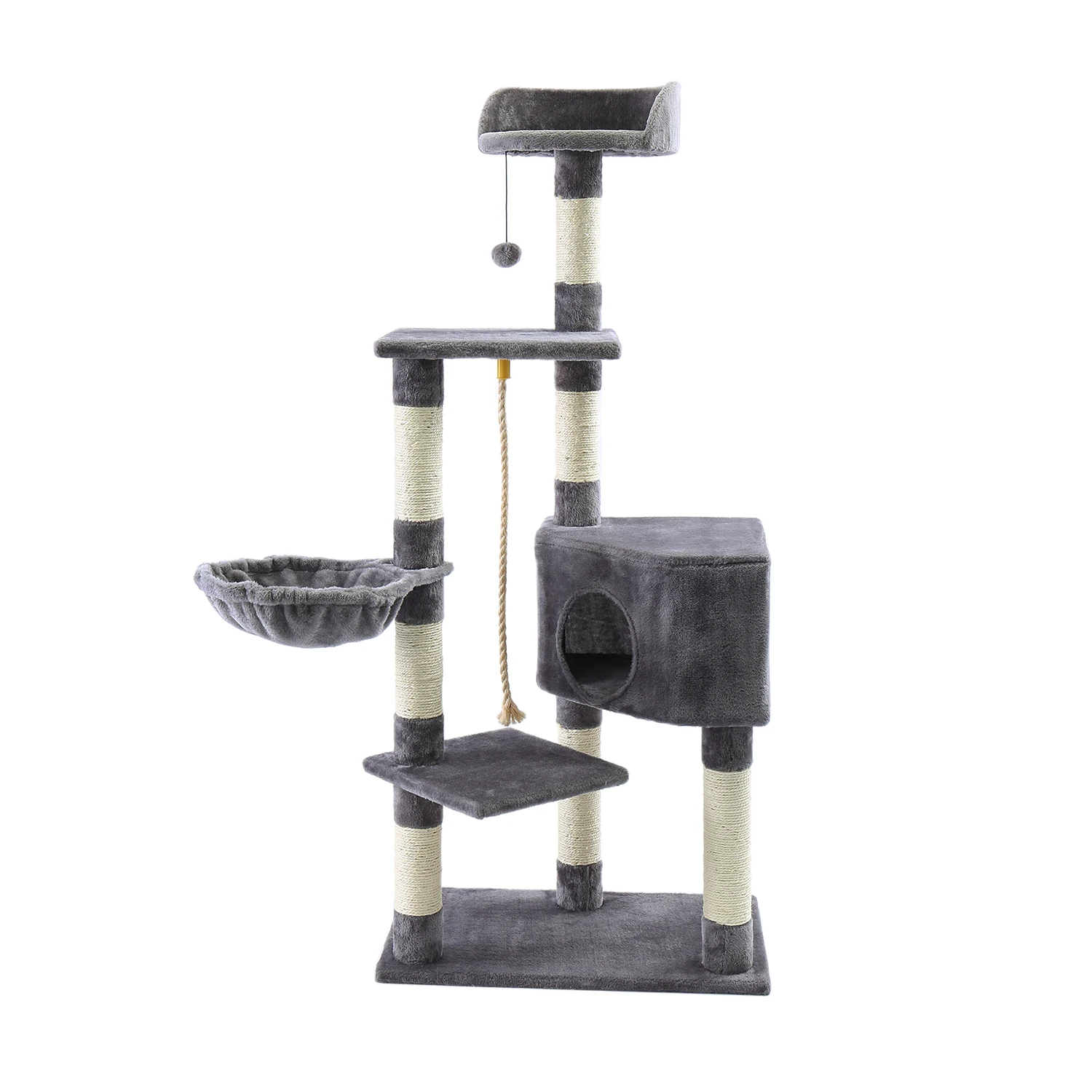 Árbol de lujo multinivel para gatos, torre con perca de felpa extragrande, hamaca espaciosa y poste de rascado cubierto de Sisal grueso - imagen 4