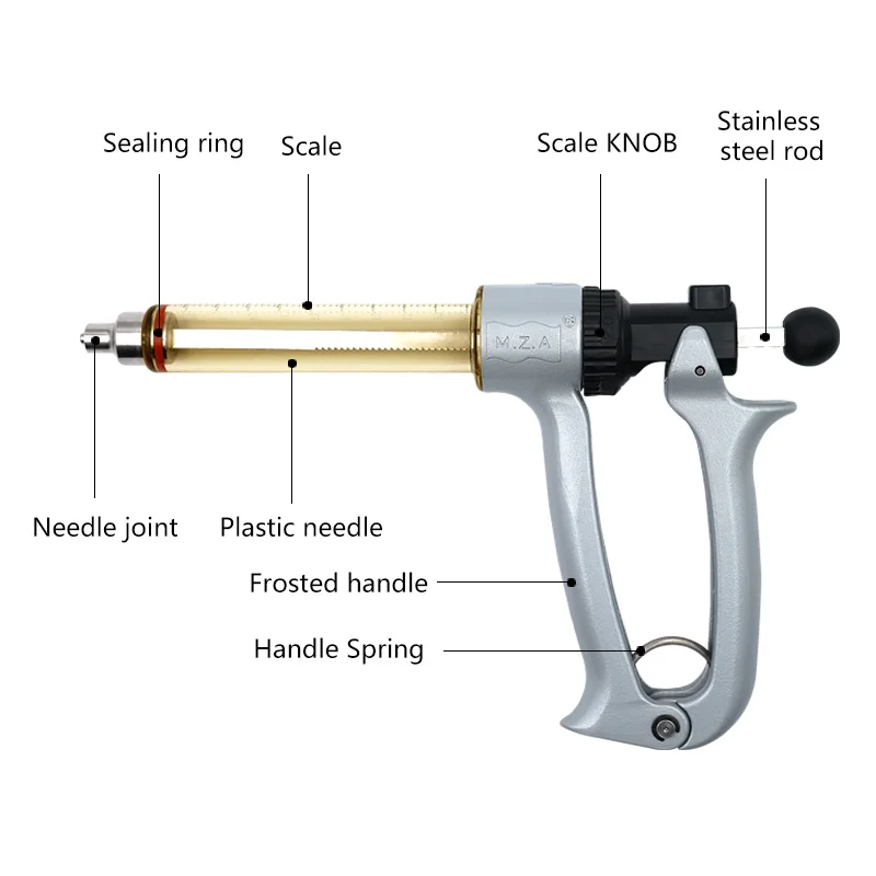 Jeringa semiautomática de inyección ajustable para animales de granja veterinaria, jeringa continua para cerdo, oveja, vaca, caballo, 25ml/50ml - imagen 3