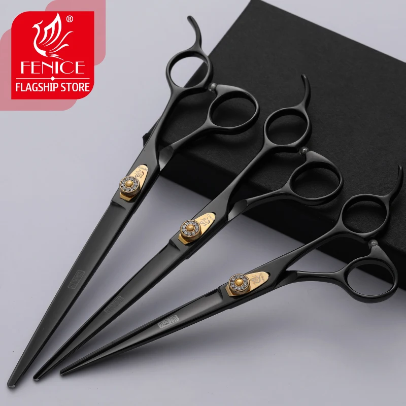 Fenice 7/7, 5/8 pulgadas herramientas profesionales de aseo para mascotas tijeras de corte tijeras de corte de pelo para perros/gatos tijeras rectas - imagen 4