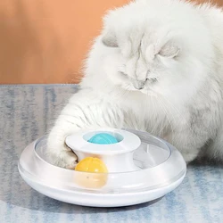Juguete para rascar gatos, plataforma giratoria interactiva para parque de atracciones con bola de hierba gatera, plato de pista de juego, Base de vaso, juguete divertido para gatos