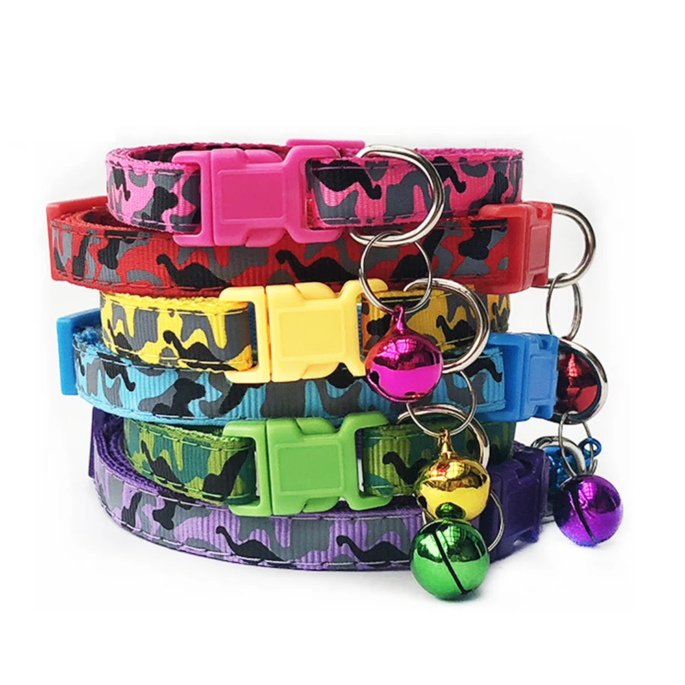 100 Uds. Collares al por mayor para Collar de gato con campana Collar ajustable Collar de gato cachorro gatito Dropshipping Collar de Gatos para mascotas Perro - imagen 2