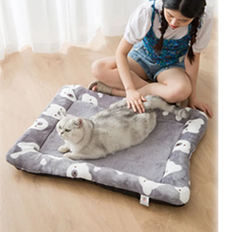 Alfombrilla de franela suave para mascota, cama gruesa cálida y cómoda para gato, cojín para dormir para cachorros, perros pequeños, medianos y grandes, Invierno - imagen 3