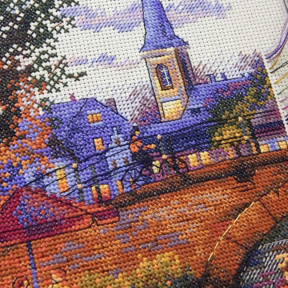 Kits de patrones de punto de cruz con cuentas de ciudad en medianoche, juegos de bordado en lienzo sin imprimir, 11 14CT, pinturas de decoración del hogar DIY - imagen 4