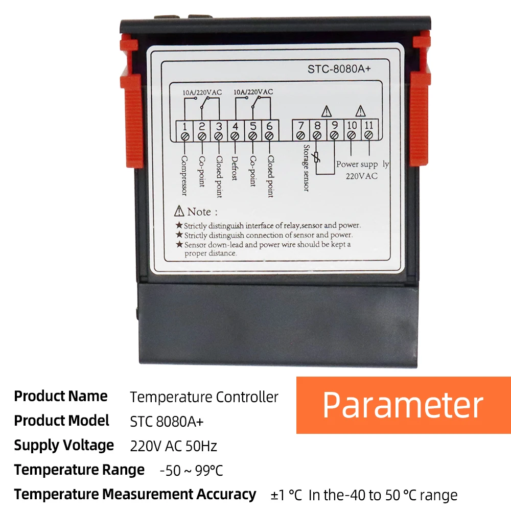 Controlador de temperatura STC-8080A +, termostato Digital de refrigerador, microordenador, función de alarma de Control de temperatura de descongelación automática - imagen 3