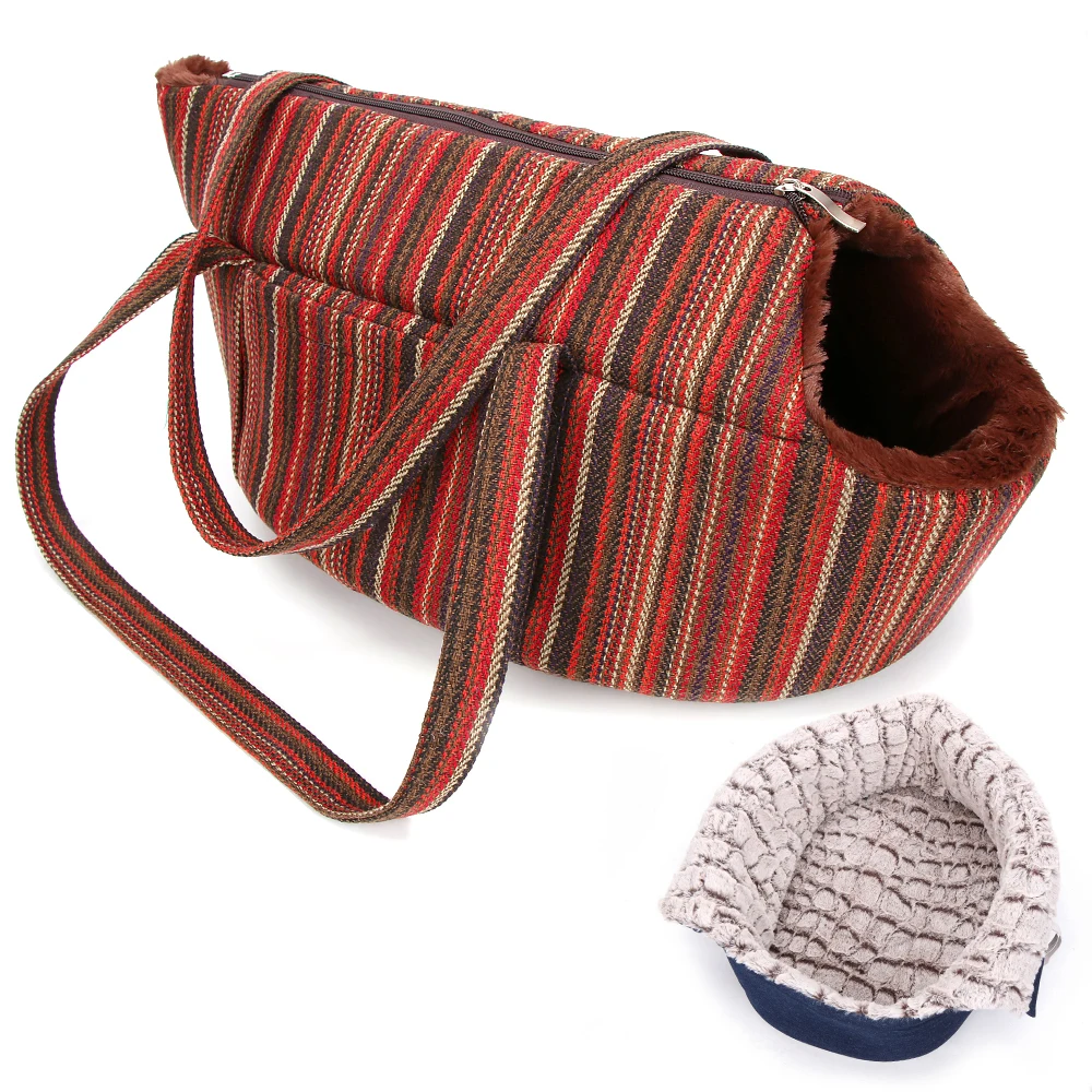 Transportín para mascotas para gatos, bolsa de transporte para gatos, mochila para gatos, bolso de viaje, bolsa pequeña, cama de felpa para cachorros al aire libre
