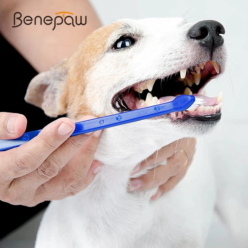 Benepaw cepillo dientes doble cara para perros con cerdas súper suaves