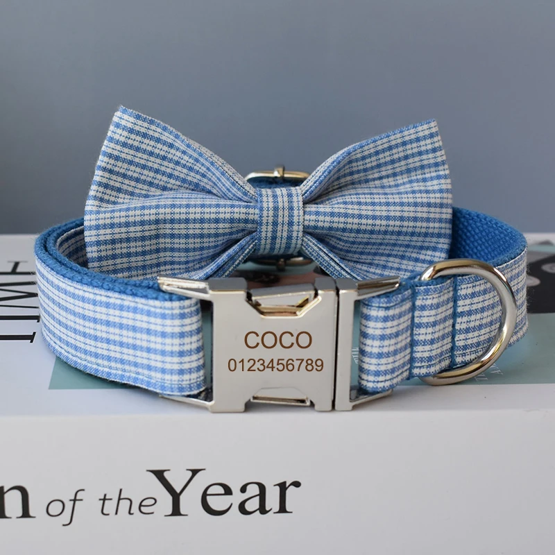 Correa de malla azul para perros pequeños, medianos y grandes, etiqueta de identificación de nombre grabada gratis, collares de Navidad para perros Chihuahua, rejilla 12 - imagen 2