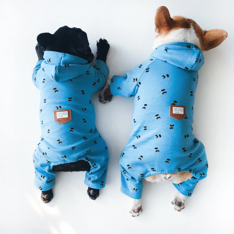 Ropa de invierno para perro Bulldog francés, cálida para perro Sudadera con capucha, chaqueta para perro Chihuahua Pug, suéter, mono de Navidad para perros - imagen 3