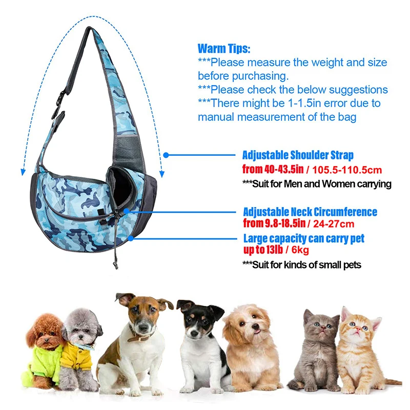 Benepaw-bolsas de transporte duraderas para perros pequeños, malla transpirable, correa acolchada ajustable, para mascotas, cachorro, gato, Camuflaje azul - imagen 4