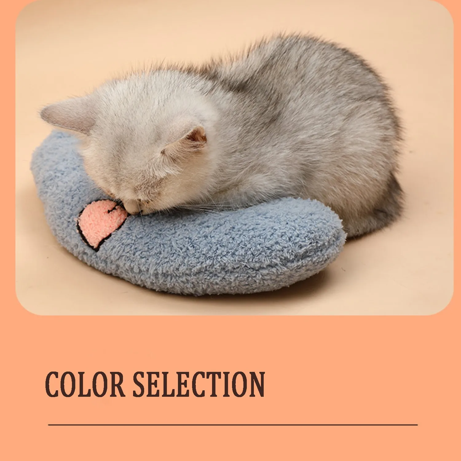 Almohada de algodón suave y cálida para gato, cama en forma de media luna, cojín en forma de U para dormir profundamente - imagen 2
