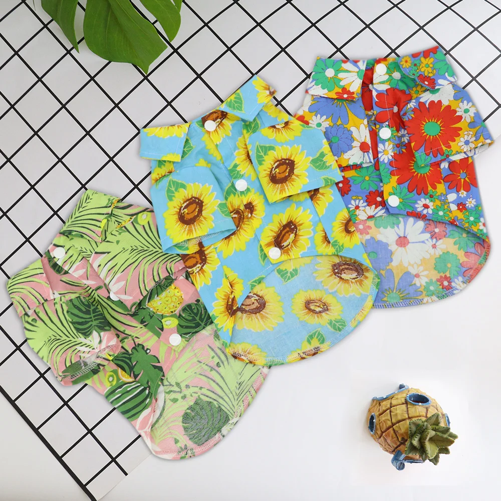 Ropa de moda para perro, camisas de gatos y cachorros, camisas de playa hawaiana informales para mascotas pequeñas y medianas, S-XL de Pug - imagen 3
