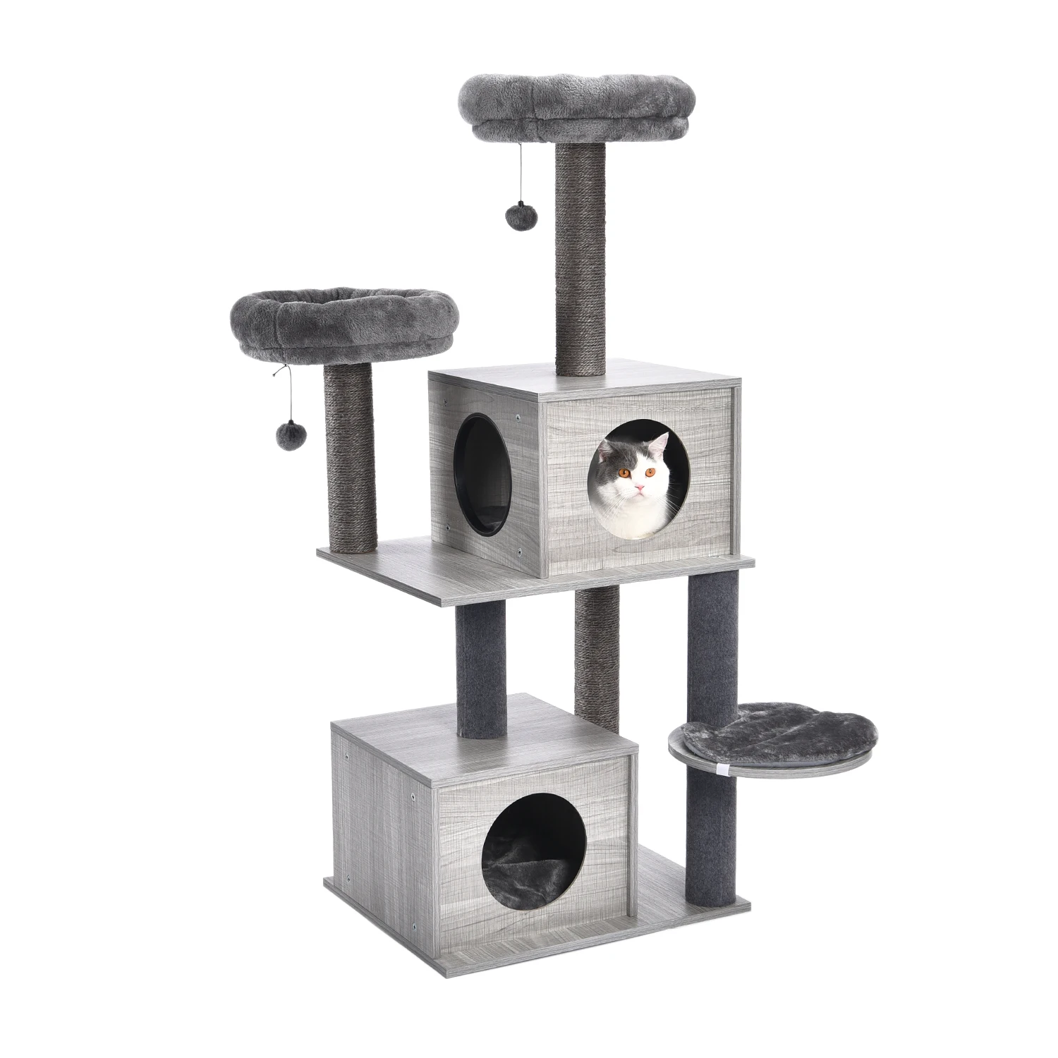 Árbol de lujo para gatos, Torre espaciosa totalmente envuelta para rascar, postes de Sisal, Centro de Actividades, torre de juegos para gatos - imagen 3
