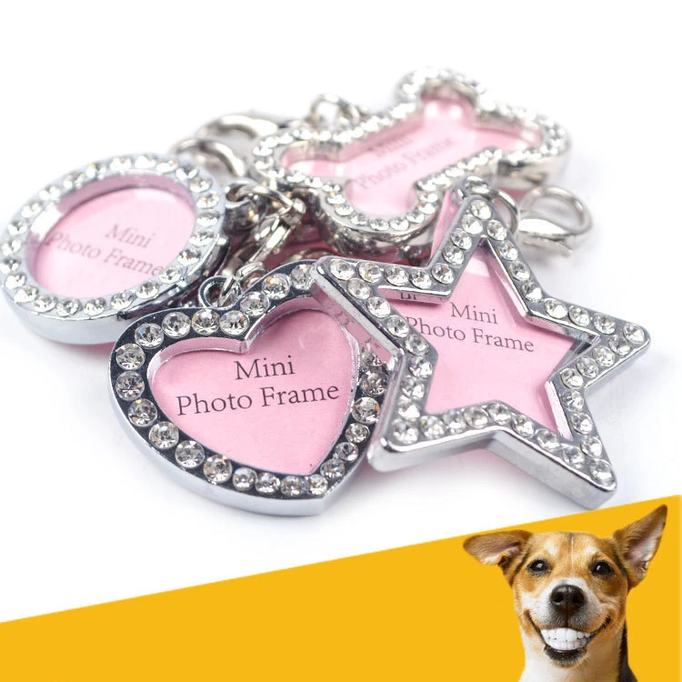 Etiquetas de identificación para perros y gatos, Mini colgante de diamante con forma de hueso, antipérdida, para Collar de perro, 1 unidad - imagen 2