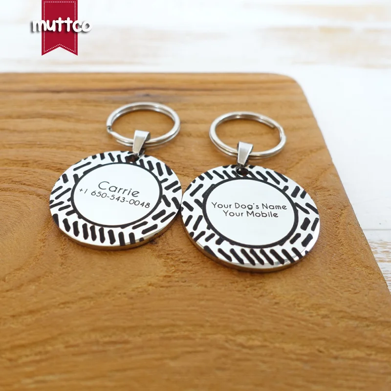 Etiqueta de perro de acero inoxidable con diseño personalizado, etiqueta redonda para perro, letras gratis, etiqueta de nombre para mascota, 3 estilos - imagen 4