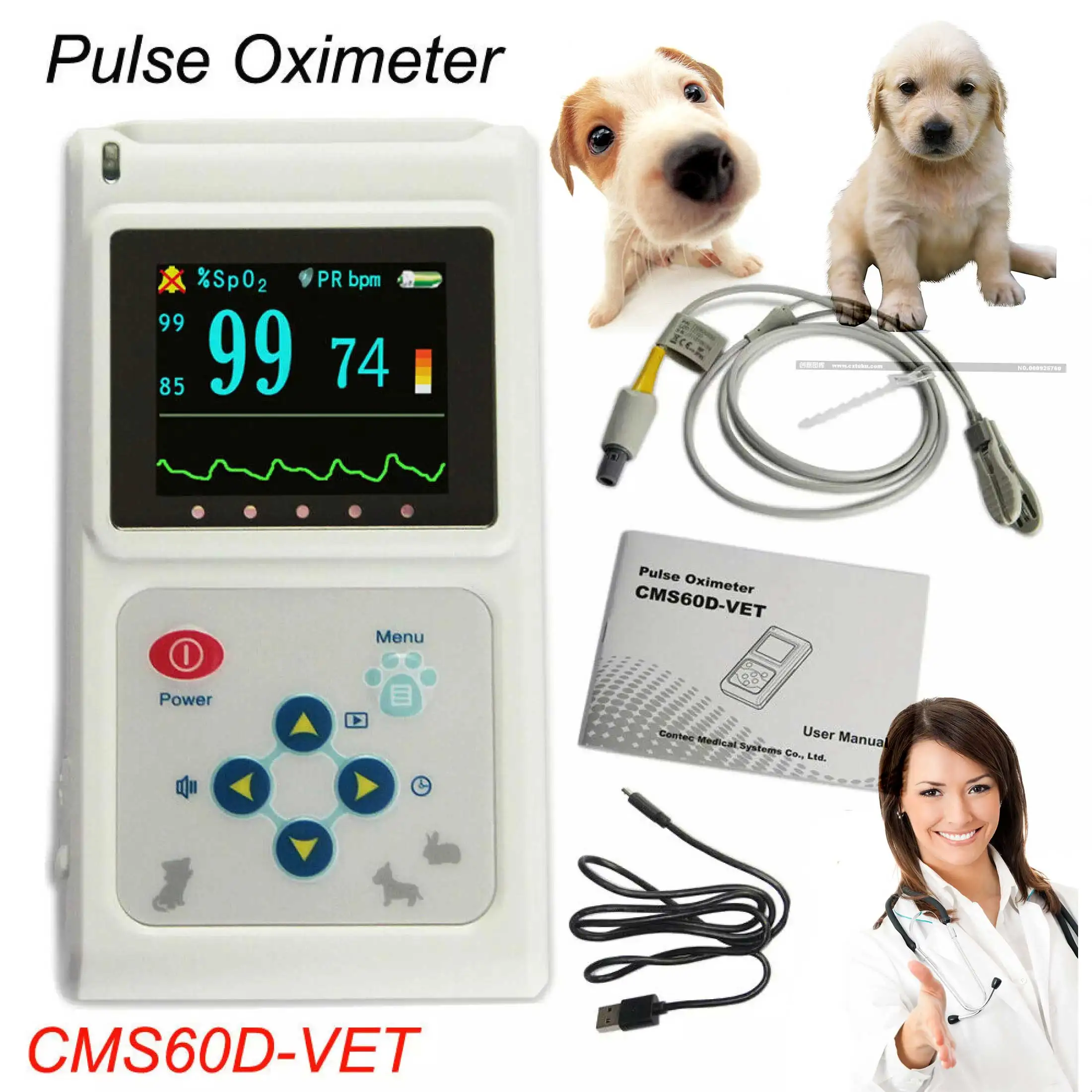 Oxímetro de pulso veterinario para gatos y perros con sonda e software - imagen 2