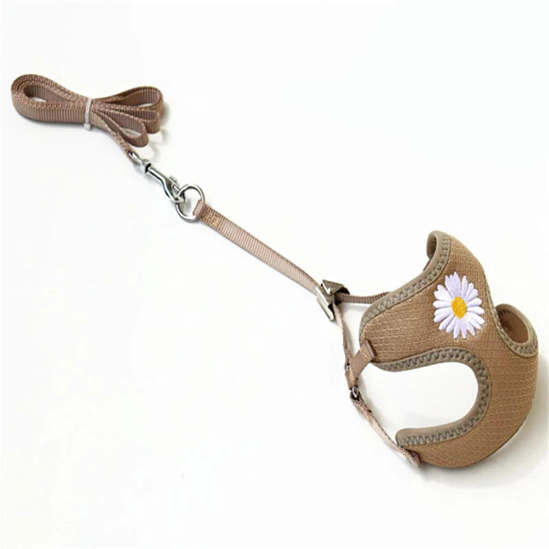 Conjunto de arnés y correa para perro, chaleco transpirable con bordado de margaritas, accesorios de moda para perros pequeños y Chihuahua - imagen 4