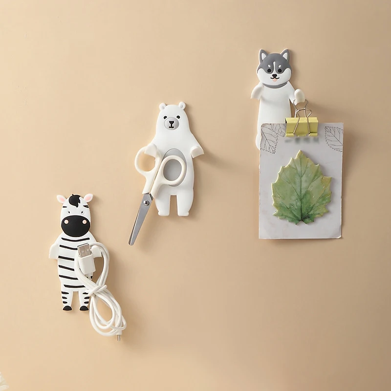 Ganchos de pared autoadhesivos para llaves, soporte extraíble de animales de dibujos animados, gancho decorativo para el hogar, cocina y baño - imagen 2