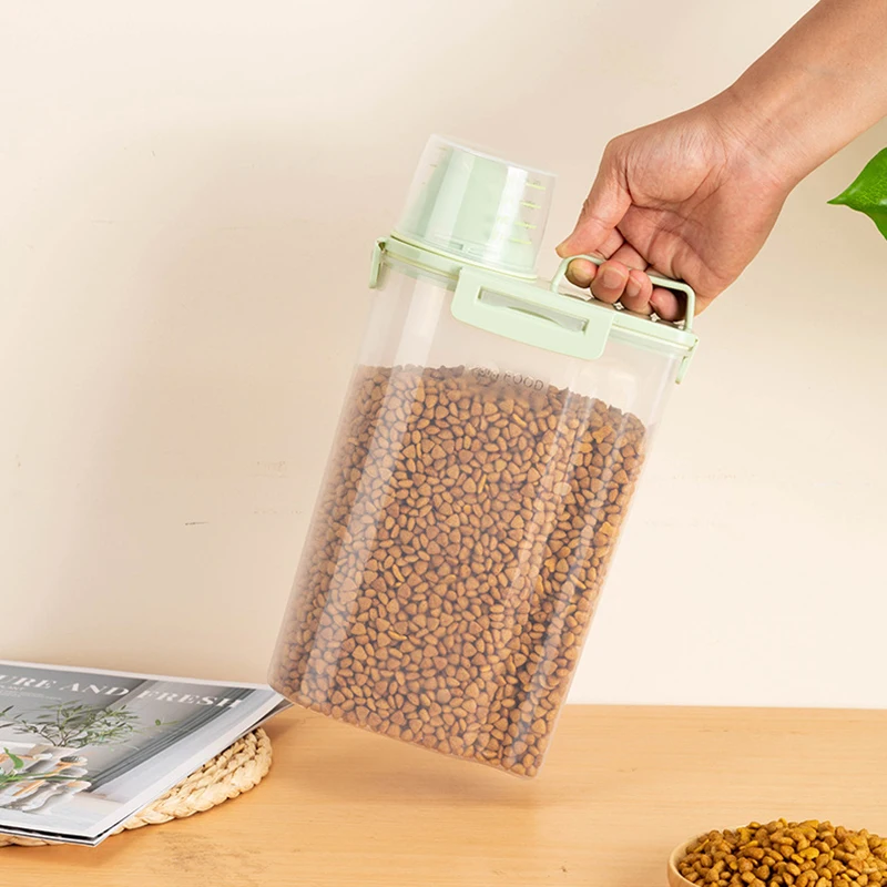 Cuenco de comida para perros, cubo alimentador para gatos, contenedor de comida para mascotas, barril de almacenamiento, taza medidora, cajas de gran capacidad - imagen 2