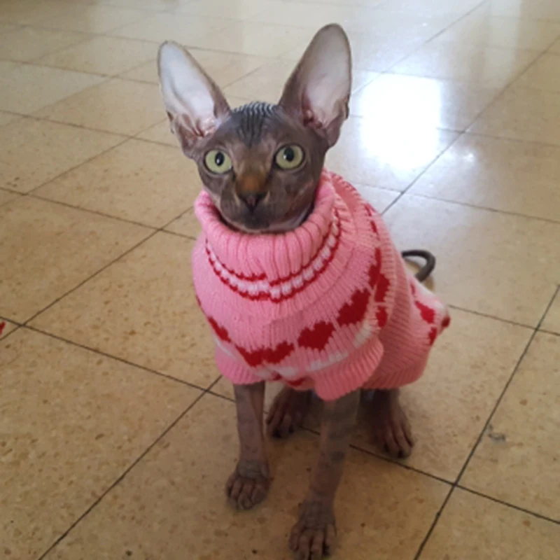 Suéter clásico de invierno para gatos Gotas Sphynx, ropa navideña para mascotas, jersey para cachorros Katten Kedi, ropa para Mascotas, jersey para perro - imagen 4