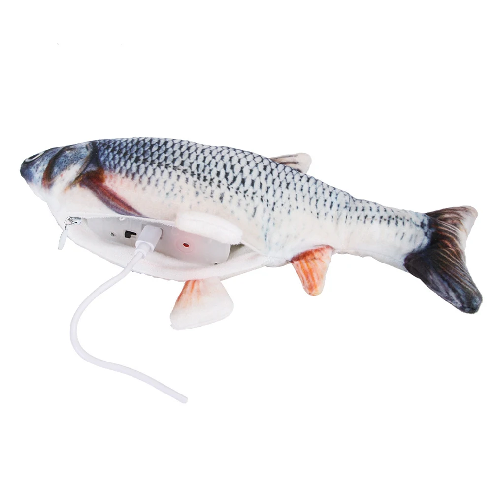 Juguete interactivo para gato, pez flexible con carga eléctrica USB, simulación de baile, salto, movimiento, 30CM - imagen 5