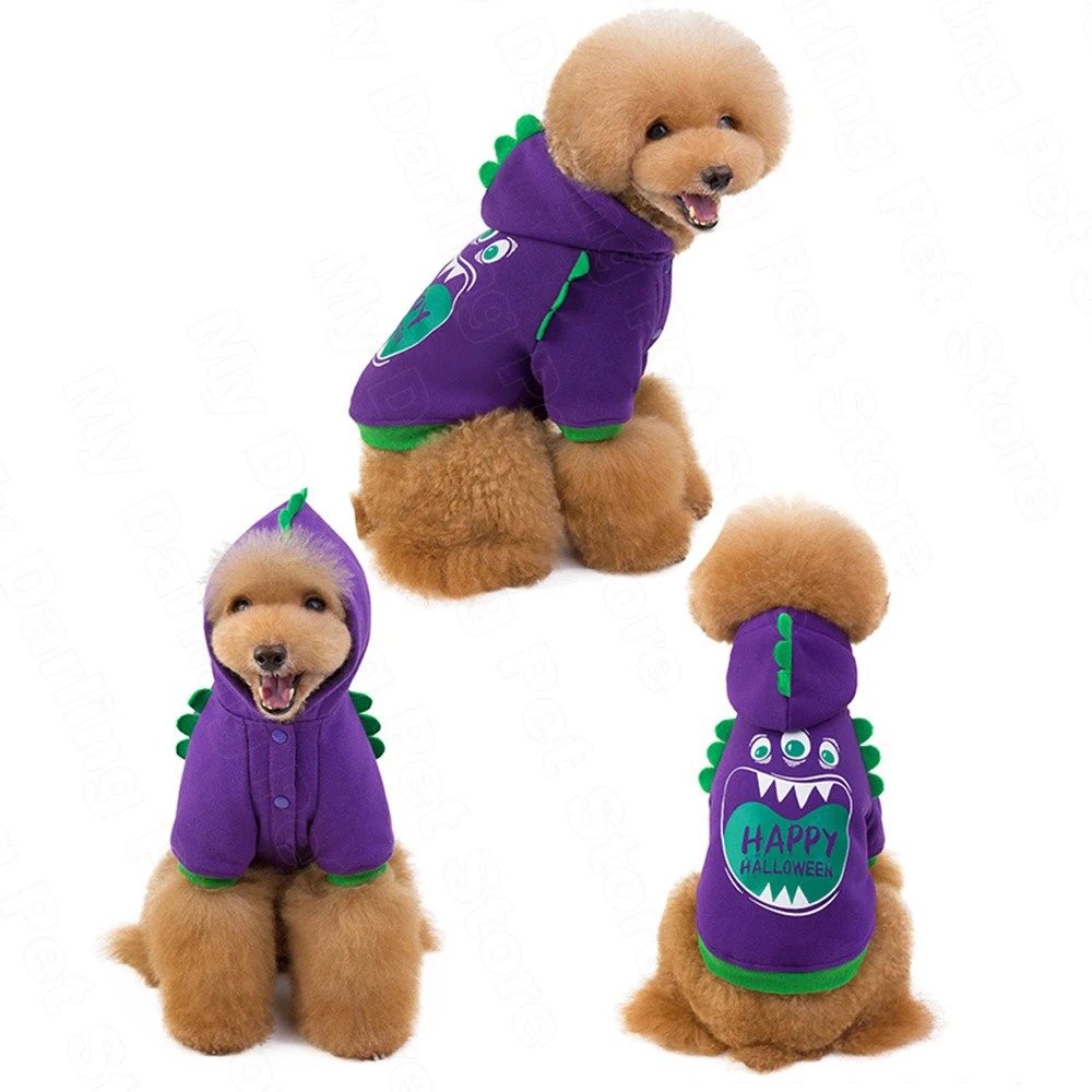 Perro de Halloween ropa con capucha para perros pequeños traje de invierno ropa para perros cachorros de compañía traje divertido ropa para Bulldog Francés - imagen 4
