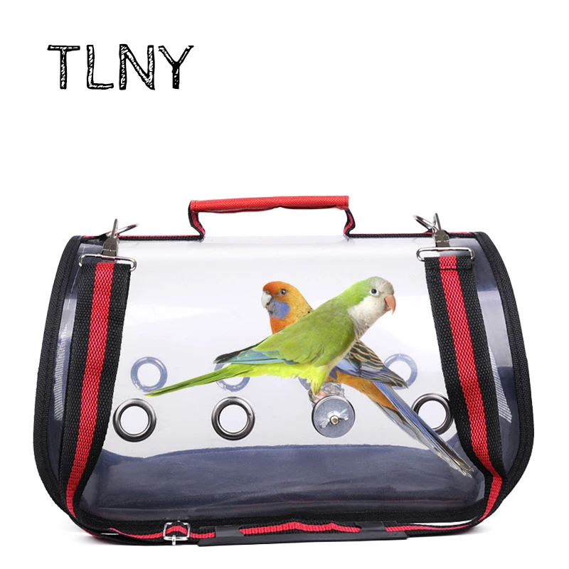 TNLY jaula de viaje para pájaros, jaula de viaje de Pvc transparente, jaula transpirable para loros, accesorios, poste de estación para loros