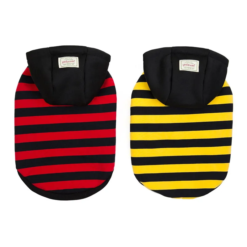 Perro pequeño con sudadera a rayas de algodón en tonos neutros