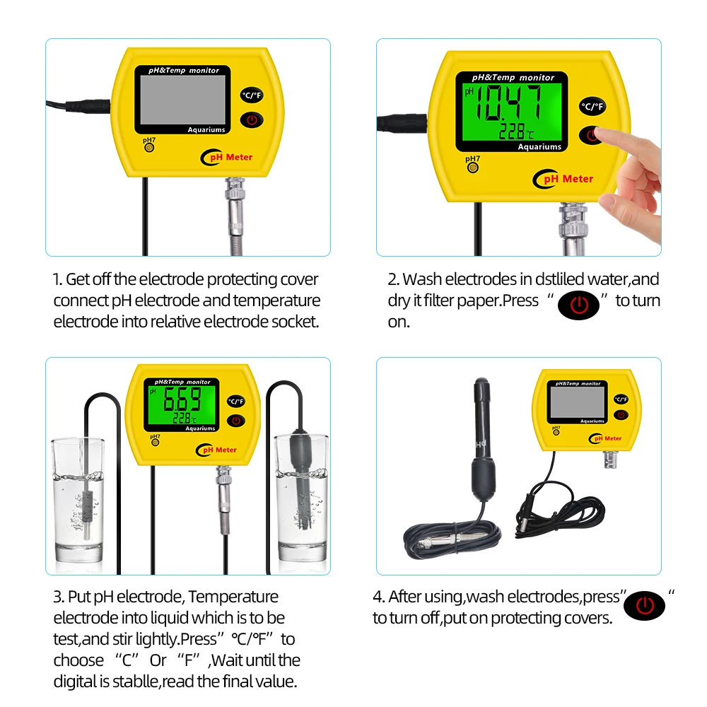 Probador de calidad del agua de PH-991, medidor de PH Digital, Detector de temperatura en línea, Monitor de PH y temperatura, Analizador de PH de agua para piscina, acuario, hidropónico - imagen 5