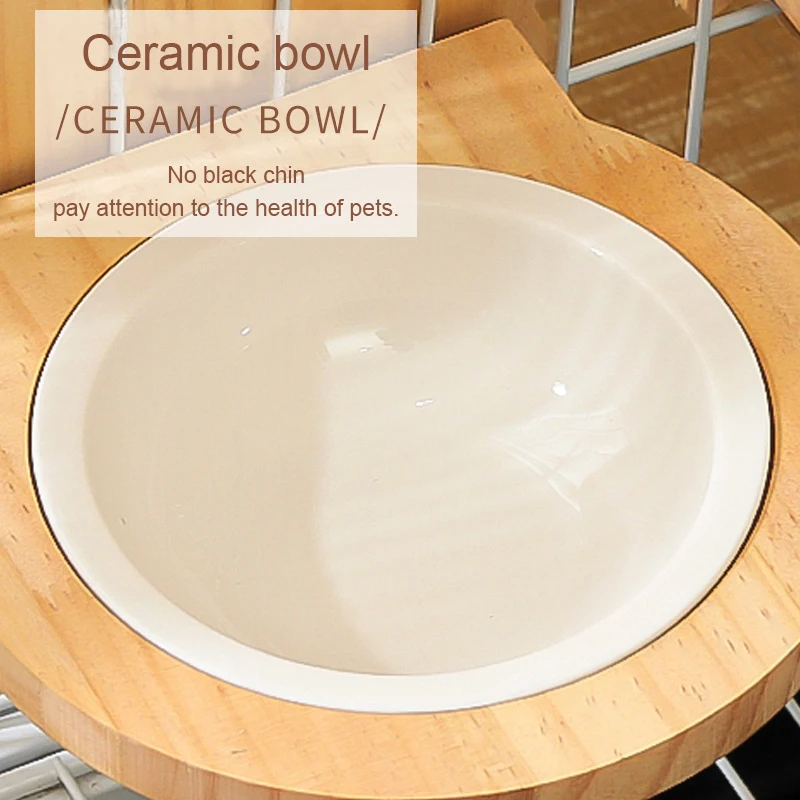 Cuenco de cerámica para comida de perro y gato, jaula de alambre extraíble, alimentador, plato de agua, cocodrilo para cachorro y conejo - imagen 5