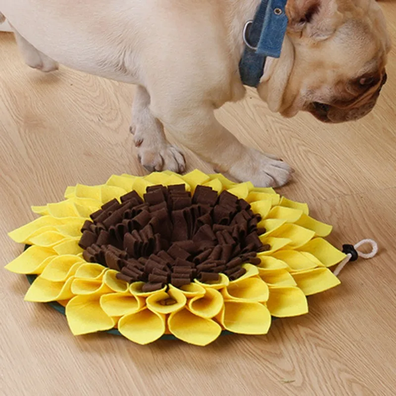 Estera de Snuffle para perros y mascotas, puzle de girasol, almohadilla para olfatear, tazón de alimentación lenta, dispensador de alimentos, alivia el estrés - imagen 2
