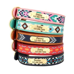 Collar de cuero personalizado con bordado para perros y gatos