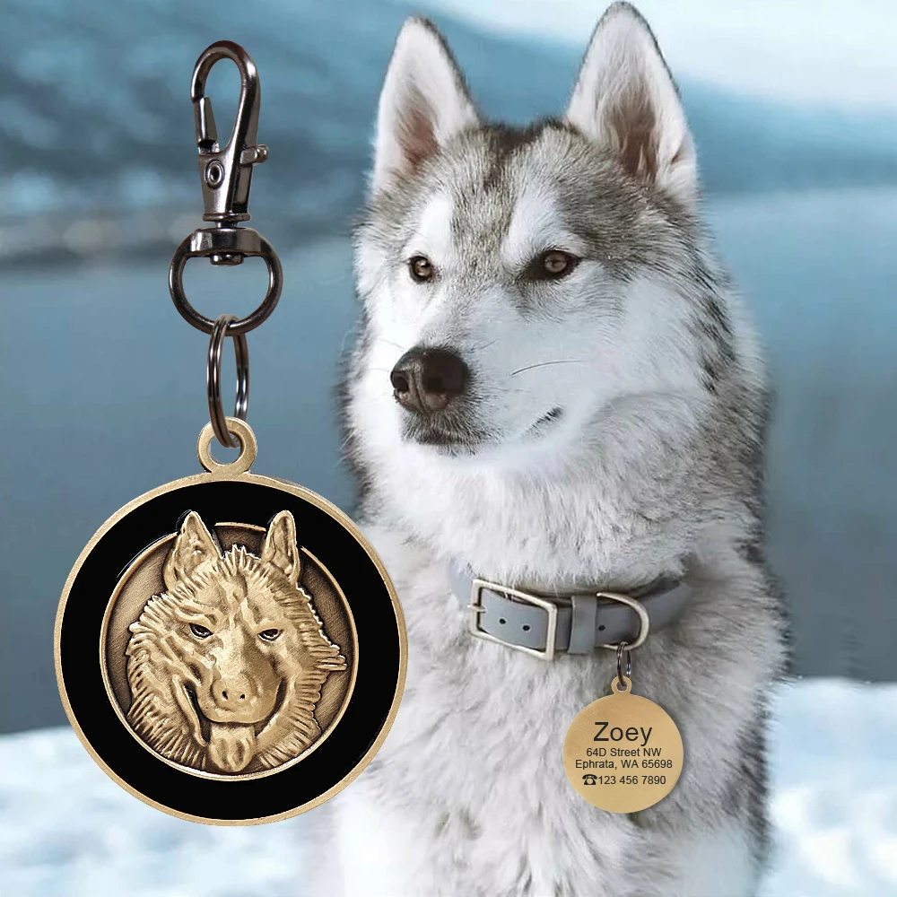 Etiqueta de identificación de perro grabada personalizada, etiquetas de Metal para mascotas, etiquetas de nombre de identificación personalizadas para cachorros y gatos, accesorios de Collar para perros, collares colgantes - imagen 5