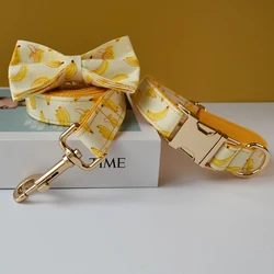 Collar y correa para perro con diseño de plátano grabado gratuito