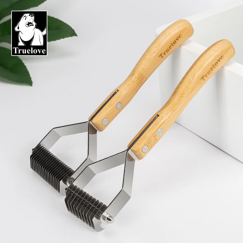 Truelove-cepillo Deshedding para mascotas, peine de acero inoxidable que elimina nudos de capa inferior, herramienta de aseo segura para perros, TLK25131 - imagen 3