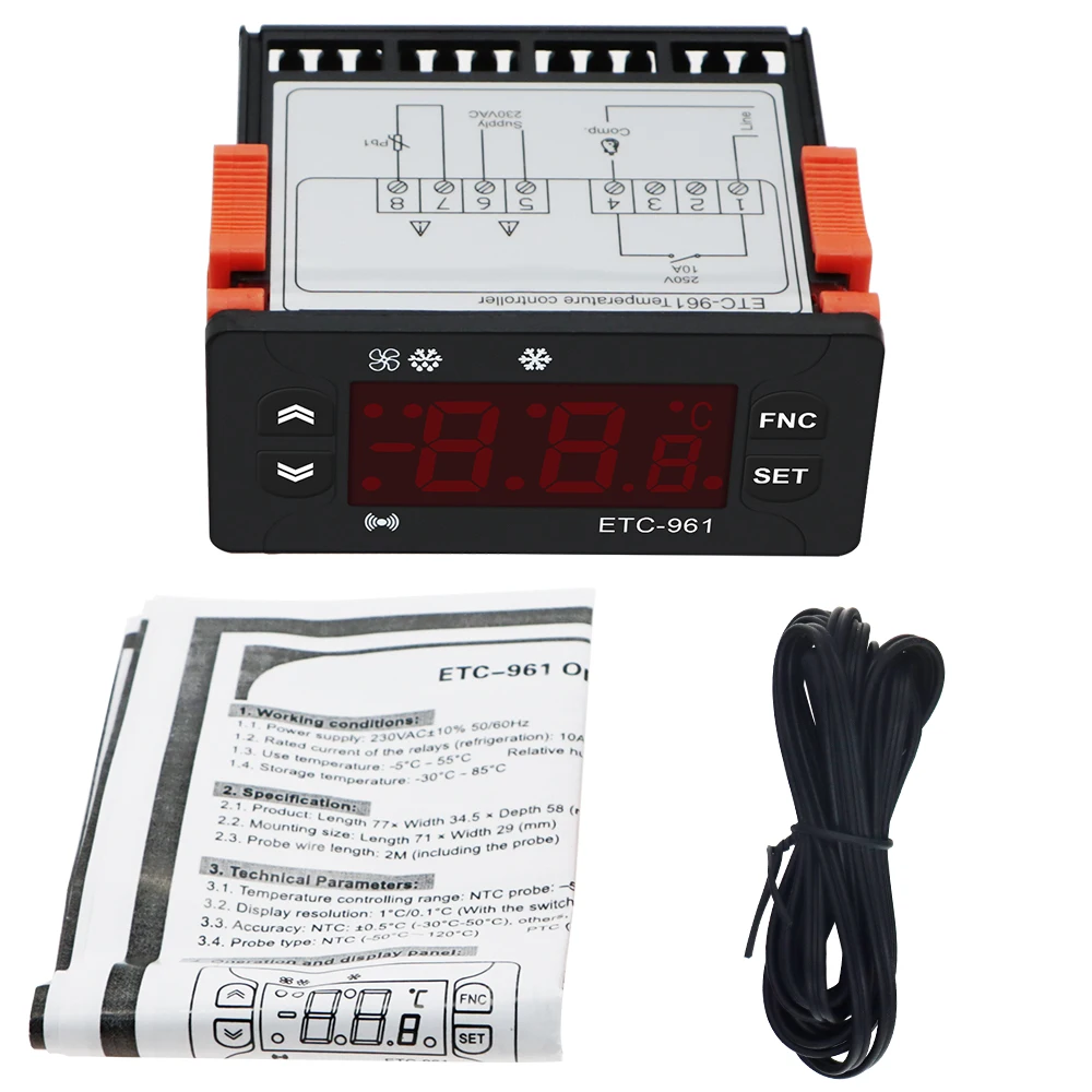 ETC-961 Mini controlador de temperatura termostatos de microordenador termostato Digital alarma de refrigeración 220V sensor NTC 40% de descuento - imagen 3