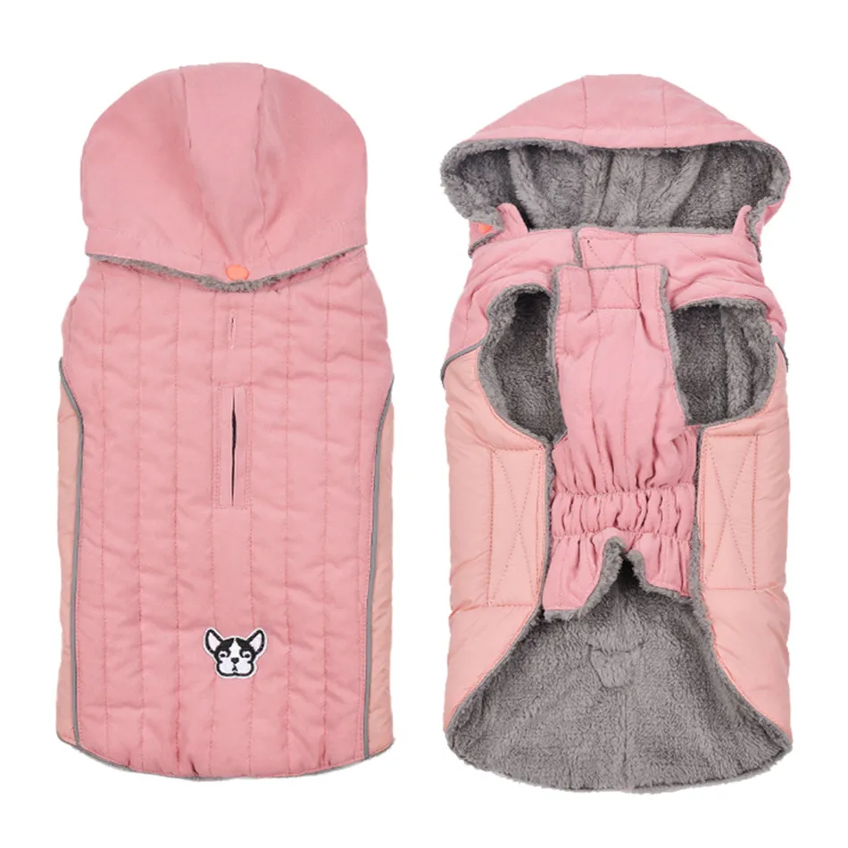 Chaqueta de invierno para perros con capucha extraíble y reflectante - imagen 3