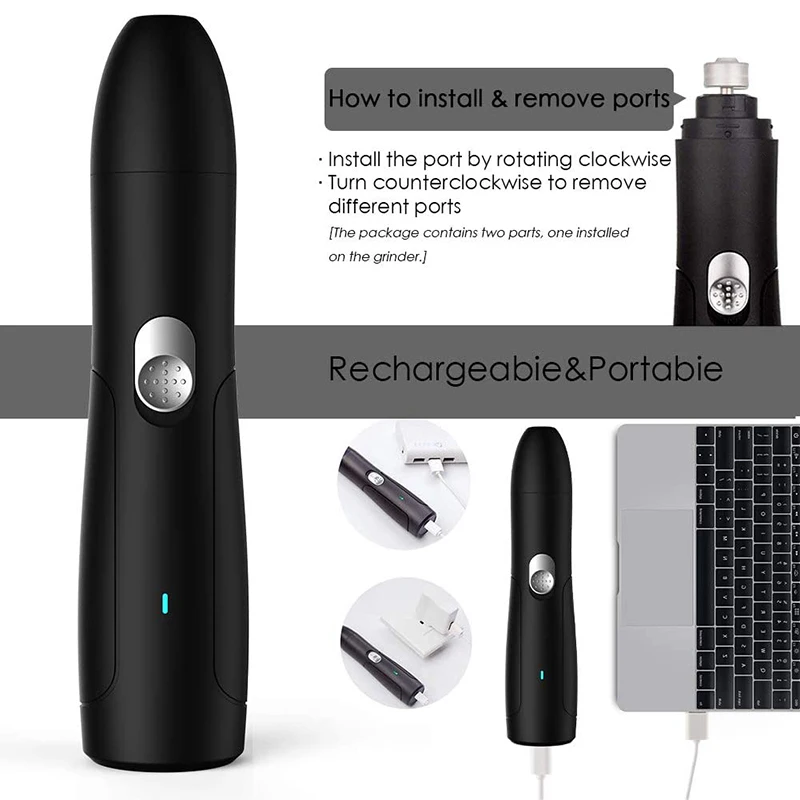 Benepaw-molinillo de uñas eléctrico profesional para mascotas, herramienta de aseo indolora, recargable por USB, seguro, sin ruido, pequeño, grande - imagen 4