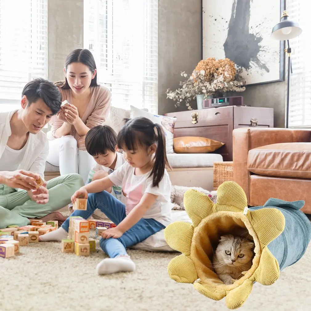 Casa de juguete plegable para gato, túnel en forma de pepino verde cálido, cama de tubo, juguetes interesantes para conejos y gatitos, suministros para mascotas - imagen 5