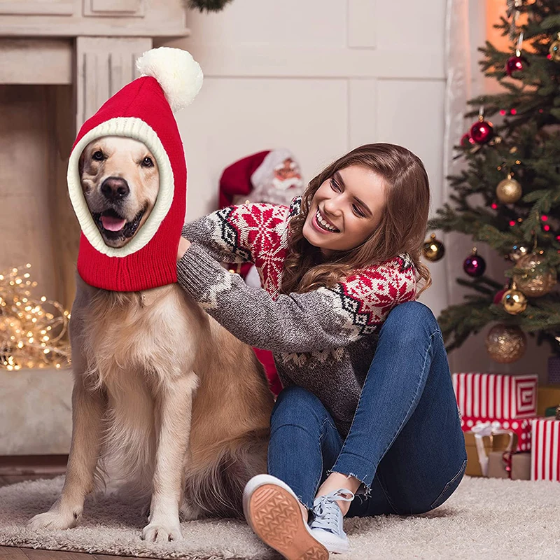 Benepaw-Sombrero de Navidad para perro, disfraz para perro grande y mediano, sombrero cálido de invierno, cómodo, decoraciones con pompón para mascotas - imagen 2