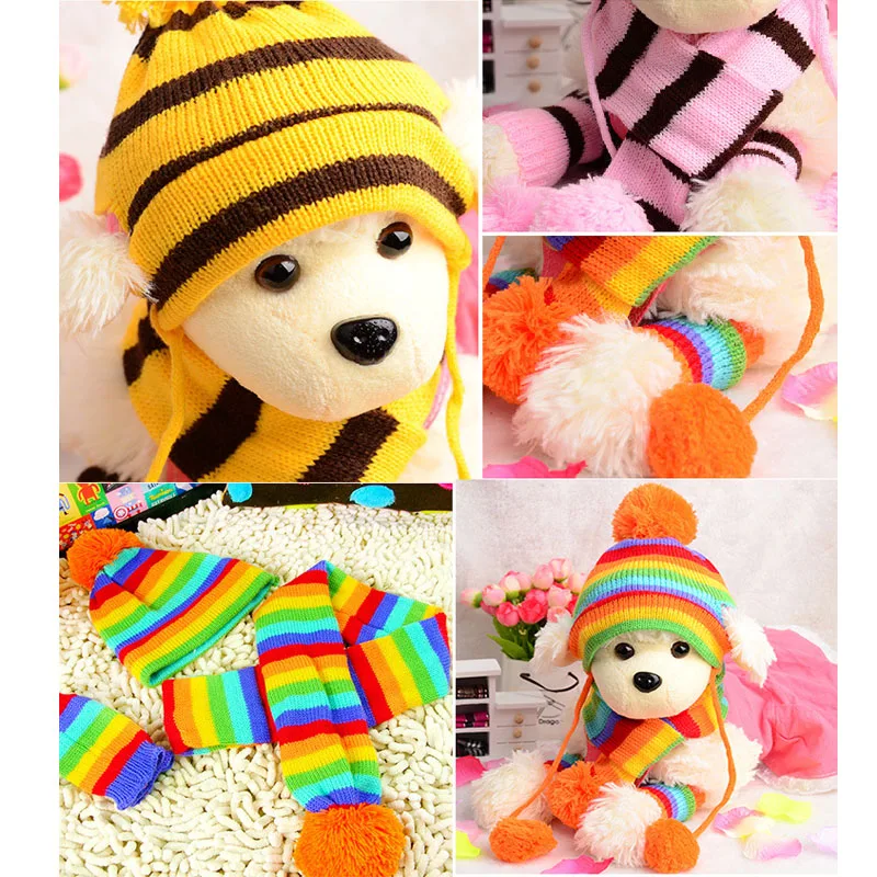 3 uds/Kit de gorros para perros, conjunto de gorro tejido para invierno, bufanda para perros pequeños, Chihuahua, trajes para cachorros, gorros para accesorios para perros para mantener el calor - imagen 4