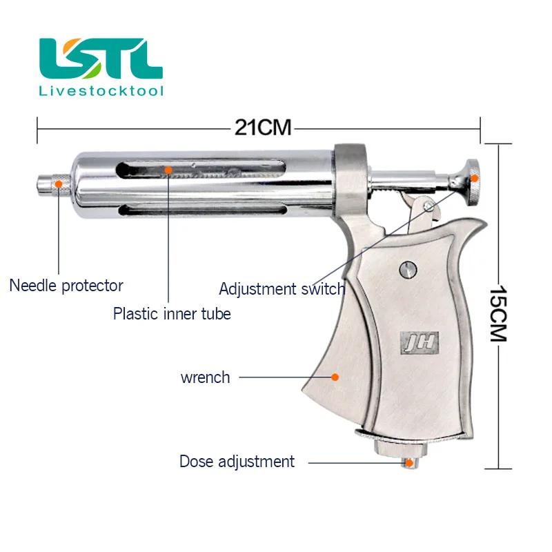 Inyector de inyección de Metal automático, jeringa veterinaria para ganado, animales, caballos, ovejas, ganado, granja de cerdos, 50ML - imagen 2