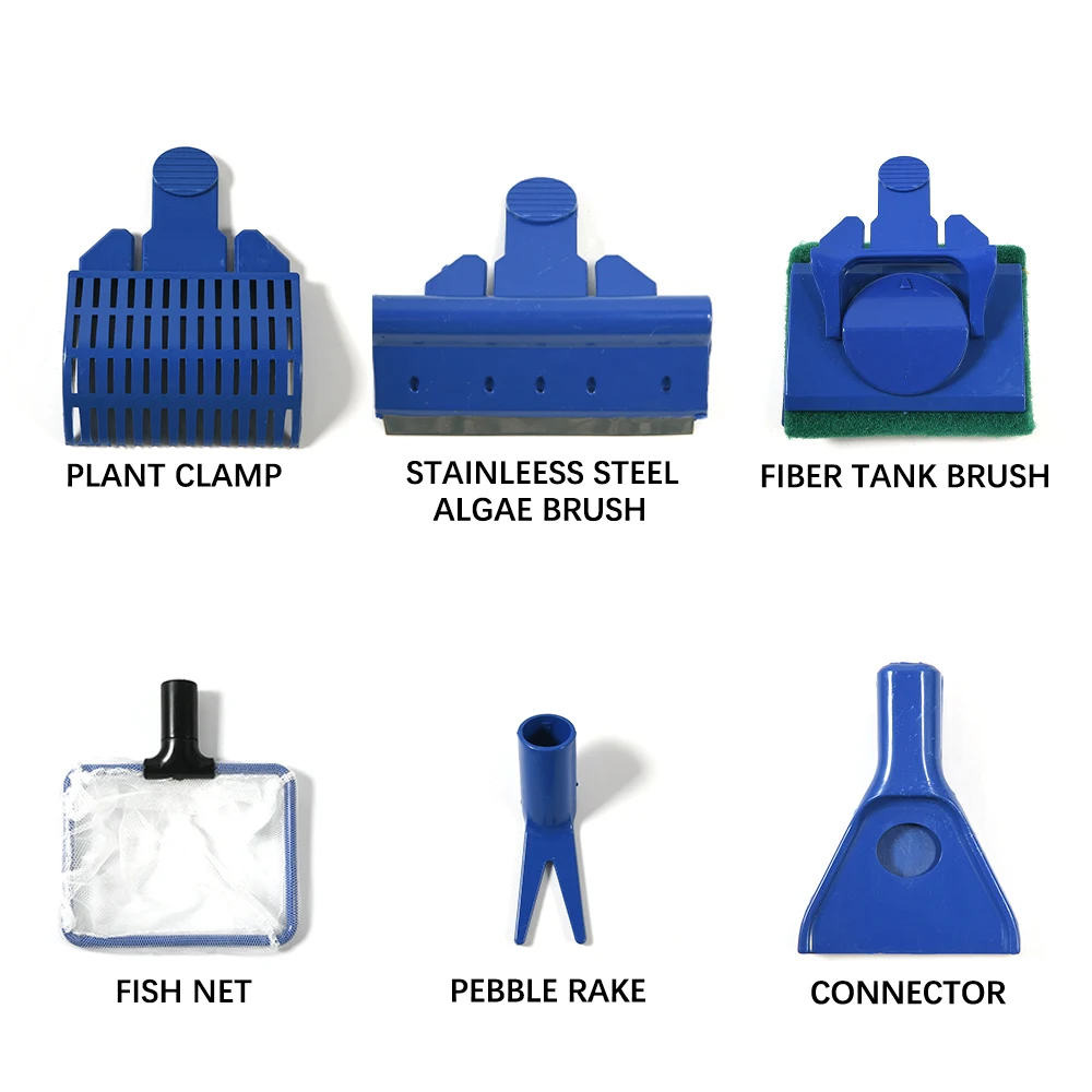 Limpiador de tanques de acuario 5 en 1, rastrillo de grava, raspador de algas, tenedor de hierba, cepillo de esponja, Herramientas de limpieza de tanques de peces de vidrio - imagen 3