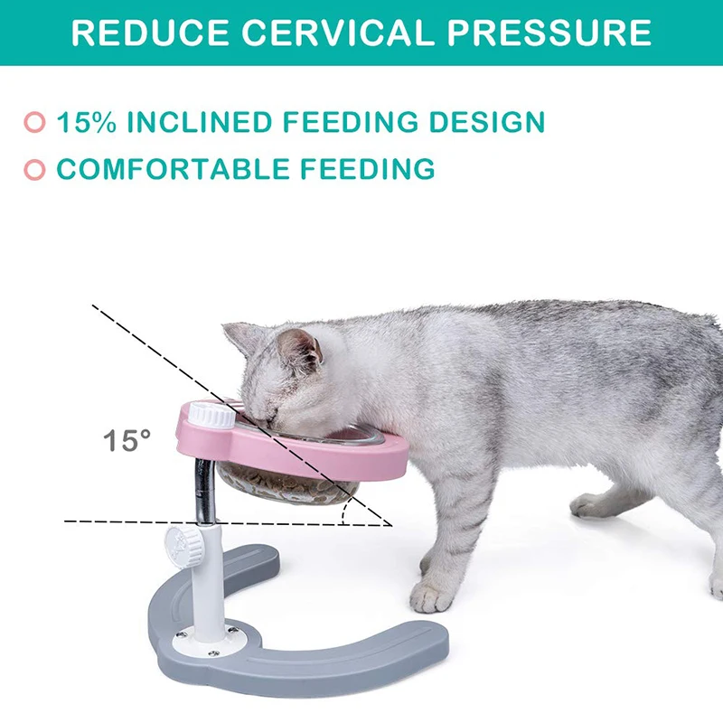 Benepaw-cuencos inclinados de altura ajustable para gatos, comedero extraíble no tóxico para mascotas, plato elevado para perros y cachorros, soporte de Base de goma antideslizante - imagen 2