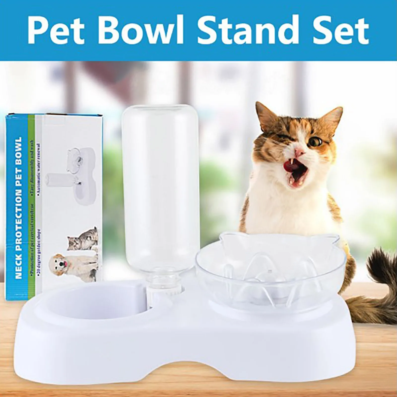 Juego de cuencos y soporte para mascotas, cuencos de alimentación para gatos y perros pequeños, vajilla para Alimentación de Mascotas, alimentadores de viaje para perros y gatos - imagen 2